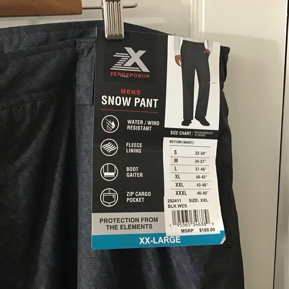 NWT ZeroXposur Black Men's Snow Pant XXL